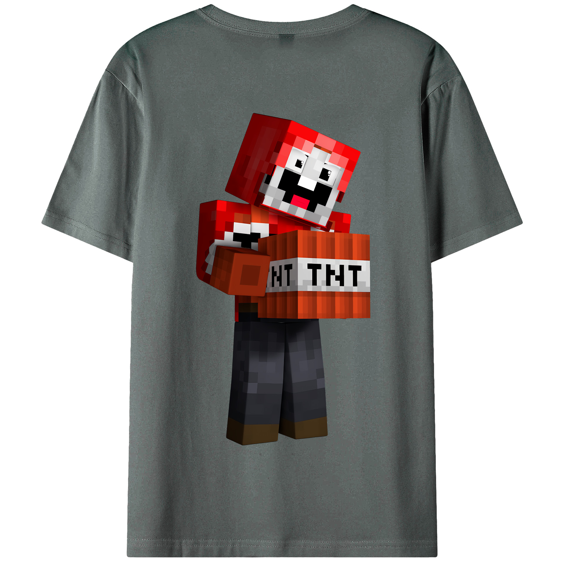（画像用） マインクラフト ブロックの世界 Minecraft MC Block world 綿100％半袖Tシャツ（背面プリント）